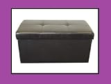 BLACK FAUX LEATHER BENCH OTTOMAN FOLDING BLANKET TOY STORAGE BOX: garden bench with storage
