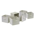 6 PIECE SET - Beige Fabric Storage Baskets