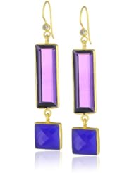 Kanupriya Rectangle and Square Lapis Drop Earrings