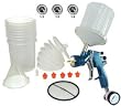 DeVILBISS HVLP FinishLine 3 Value Spray Gun Kit with 3 Tips and a Starter DeKUPS Kit (24 oz. Cup Size) with 1.3, 1.5 and 1.8mm Fluid Tips Also includes an Air Valve Regulator w-Gauge