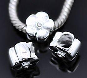 FLOWER Crystal Center 925 Sterling Silver European 