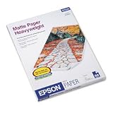 EPSON AMERICA / EPSS041257 / Heavyweight Matte White Inkjet Paper, 97 Brightness, 45lb, Letter, 50 Sheets / Sold as 1 PK