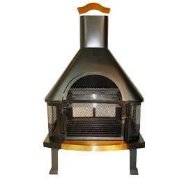 Uniflame Black Outdoor Fireplace with Copper Accents