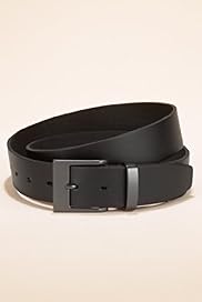 Leather Gunmetal Square Buckle Belt