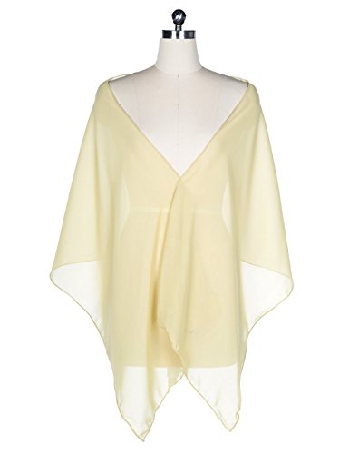 mashahan Chiffon Bridesmaid Shawls Long Evening Wraps(71inches*19inches)Gold