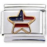PATRIOTIC AMERCIAN FLAG STAR Italian Charm