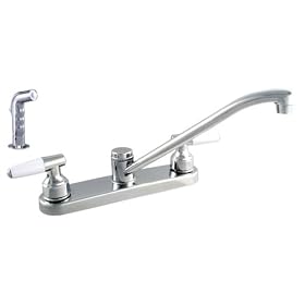 LDR 950-33105CP Exquisite Double-Handle Centerset Kitchen Faucet with Side Sprayer, Chrome