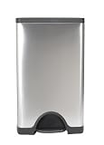 Simplehuman CW1814 Rectangular Fingerprint-Proof Step-On Waste Can, Stainless