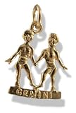 Image of 9ct Gold Gemini Zodiac Sign Bracelet Charm Pendant.