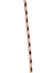 14k Yellow Gold Natural Amethyst And Diamond Tennis Bracelet