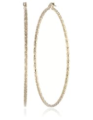 14k Yellow Gold Italian Fancy Hammered 60 mm Hoop Earrings