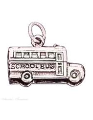 Sterling Silver 3D School Bus Sports Charm