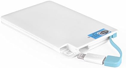 OISOUND 2500mAh Credit-Card-Size Ultra-Slim 1A USB Fast Charging Portable External Battery Charger Pack with Built-In Micro-USB Cable - White