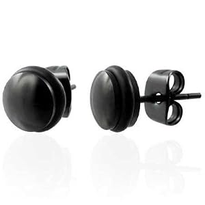 Urban Male - Boucles d'oreilles clous en acier inoxydable noir pour hommes. 0,6cm