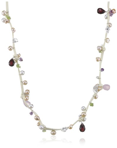 Valero Pearls pearls4girls Damen-Halskette Lederband S&uuml;&szlig;wasser-Zuchtperlen rosa / apricot  Preisvergleich