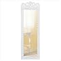 Shabby White Wood Framed Floral Wall Large Mirror, Chic