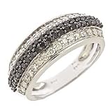 Black and White diamond ring with 14k white gold (1 cttw)