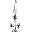 Crystalline Double Gem Celtic Cross Belly Ring