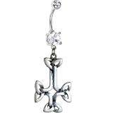 Crystalline Double Gem Celtic Cross Belly Ring