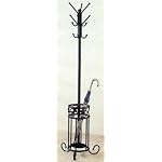 Sandy Black Finish Metal Coat Rack Stand w/Umbrella Stand