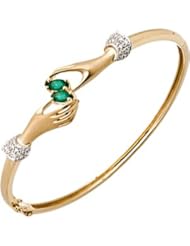 Emerald and Diamond bangle in 14kt yellow gold