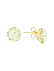 Meira T 14K Yellow Gold Diamonds & 5.66ct Green Amethyst Stud Earrings