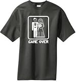 GAME OVER Funny Bride Groom Charcoal Color Novelty T-shirt