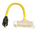 Coleman Cable 09084 12/3 3-Way Generator Cord Splitter, L5-20P to 5-15R