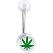 Clear Acrylic Hemp Leaf Logo Belly Button Ring