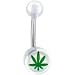 Clear Acrylic Hemp Leaf Logo Belly Button Ring