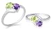 Jewelry : Round Cut Peridot & Amethyst Ring Sterling Silver Size 7