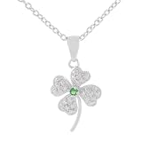Sterling Silver Pave Style Clover CZ Necklace