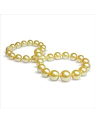 12x15mm Round Golden South Sea Pearl Necklace