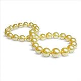 12x15mm Round Golden South Sea Pearl Necklace