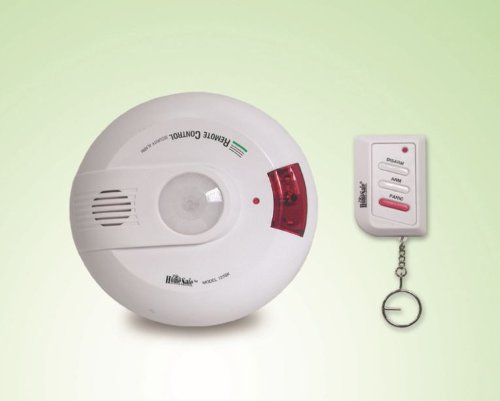GSI Super Quality Wireless Indoor 360° IR Motion Detector Sensor High Output Alarm - Mount On Ceiling, Installaion Tools Included - Remote Control With Arm, Disarm And Panic Buttons - Anti Intruder Security Device