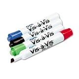Vis Vis Wet Erase Overhead Transparency Markers, Chisel Tip, 4 Color Set (SAN01574) Category: Overhead Transparency