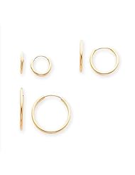 MadiK® Children 14k Polished 3 Pair Set of Endless Hollow Hoop Earrings