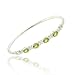 Sterling Silver Genuine Peridot Stone X and Oval Bangle