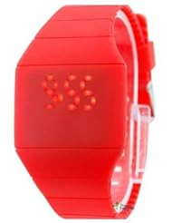 Magic Hidden Touch Screen Red LED Digital Watch Men Women Sport Cuff Wrist Watch (red)