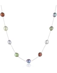Honora "Dark Multi" Freshwater Cultured Pearl and Chain Necklace, 18"