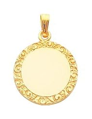 Gold Plated Round Charm 18"