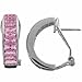Sterling Silver Pink Cubic Zirconia Hoop Earrings title=