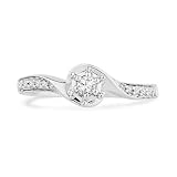 10KT White Gold Round Diamond Twisted Promise Ring (1/6 cttw)