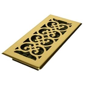Decor Grates 4 x 8 Bright Brass Plated Floor Register