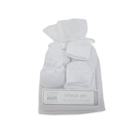 Unisex Baby Giftset, Plain White 3 Piece Baby Gift Set in a Bag (0-3 Months) (White)