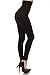 Women's High Waist Control Top Compression Waist Leggings with Tummy Control Black