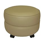 NW Enterprises Round Vinyl Ottoman, Cobblestone