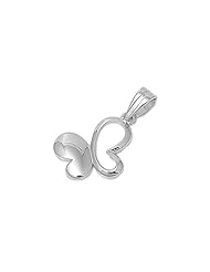 Sterling Silver Heart Butterfuly Pendant Wholesale Cute Charm Pure 925 New 12mm with 1.3mm Curb Chain