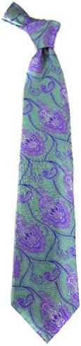 VS-32 - Mens Ultra Modern Tie and Hanky Set - Silk - Green - Lavender - Navy