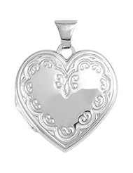 Sterling Silver Heart Locket with Scroll Design: 21 mm